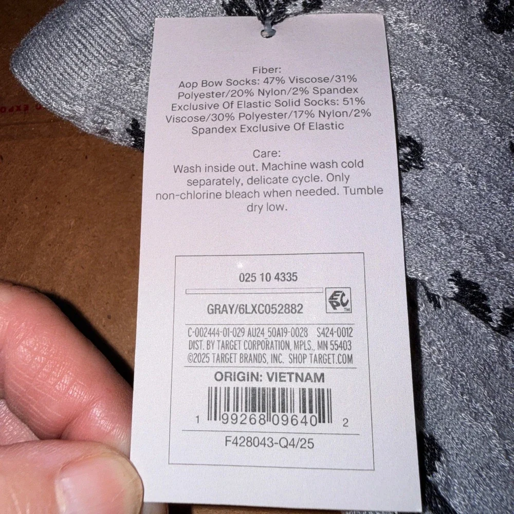 Auden Super Soft Crew Socks Women 4-10 New 2pk Grey Bows White Openwork